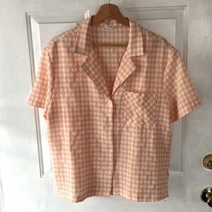 Cotton On Orange and White Boxy Button Down Shirt